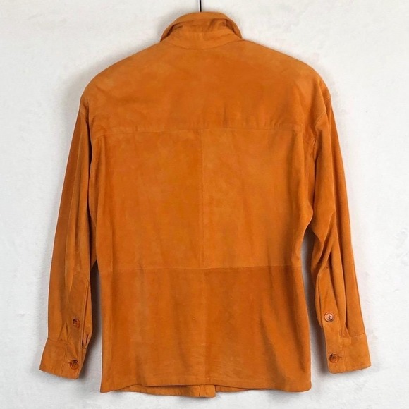 VTG Linda Allerd Ellen Tracy 90s Genuine Goat Suede Shirt Jacket Sz 4 Amber SOFT - Picture 2 of 12